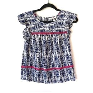 Vineyard Vines Watercolor Lines Ruffle Sleeveless Work Office Church Silk Blend